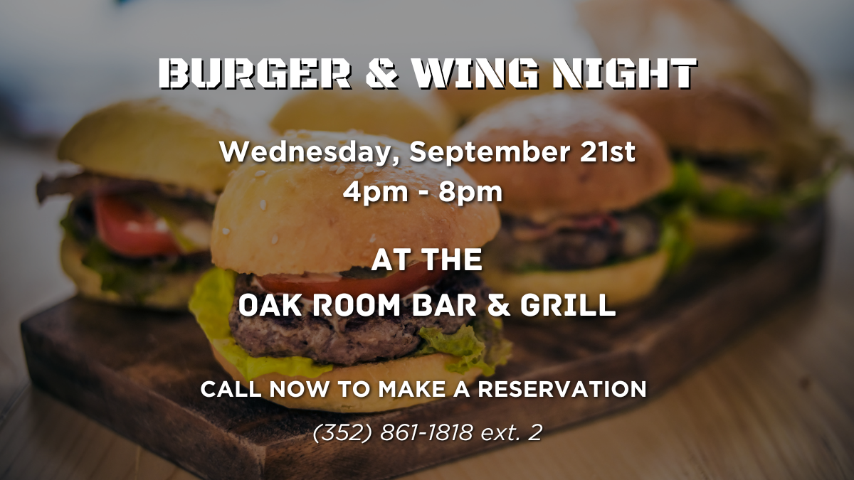 Burger and Wing Night at the Oak Room Bar & Grill